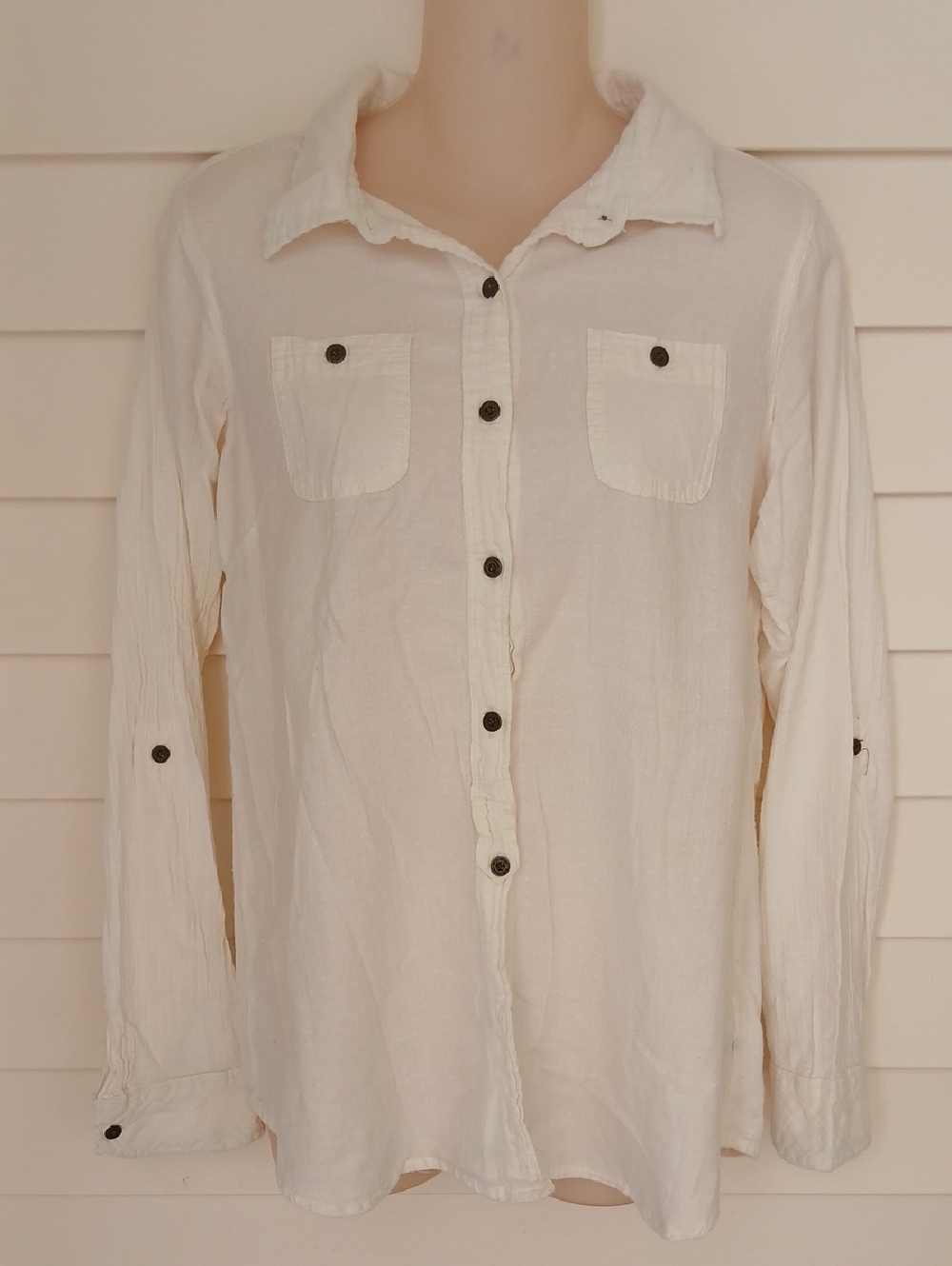 Ruff Hewn Cream Button-Down Shirt with Chest Pockets